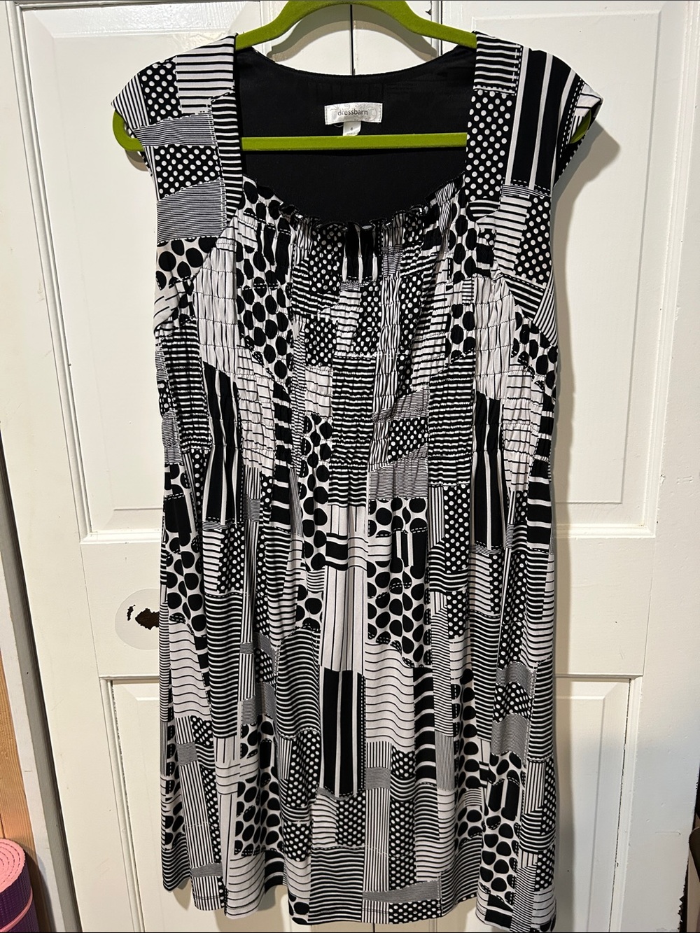 Dress Barn Black and White Geometric Patchwork Dress
